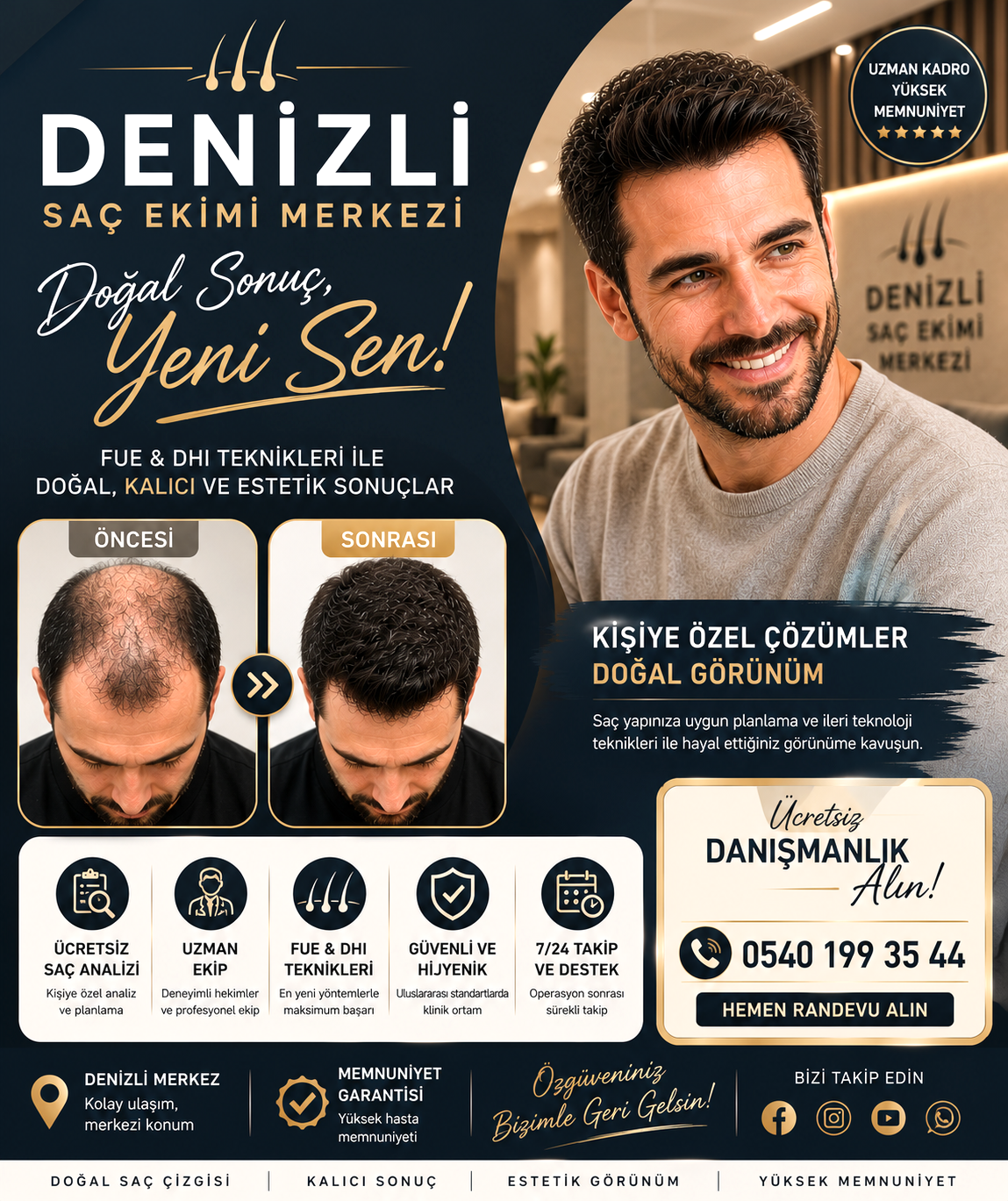 Denizli saç ekimi merkezi kişiye özel değerlendirme